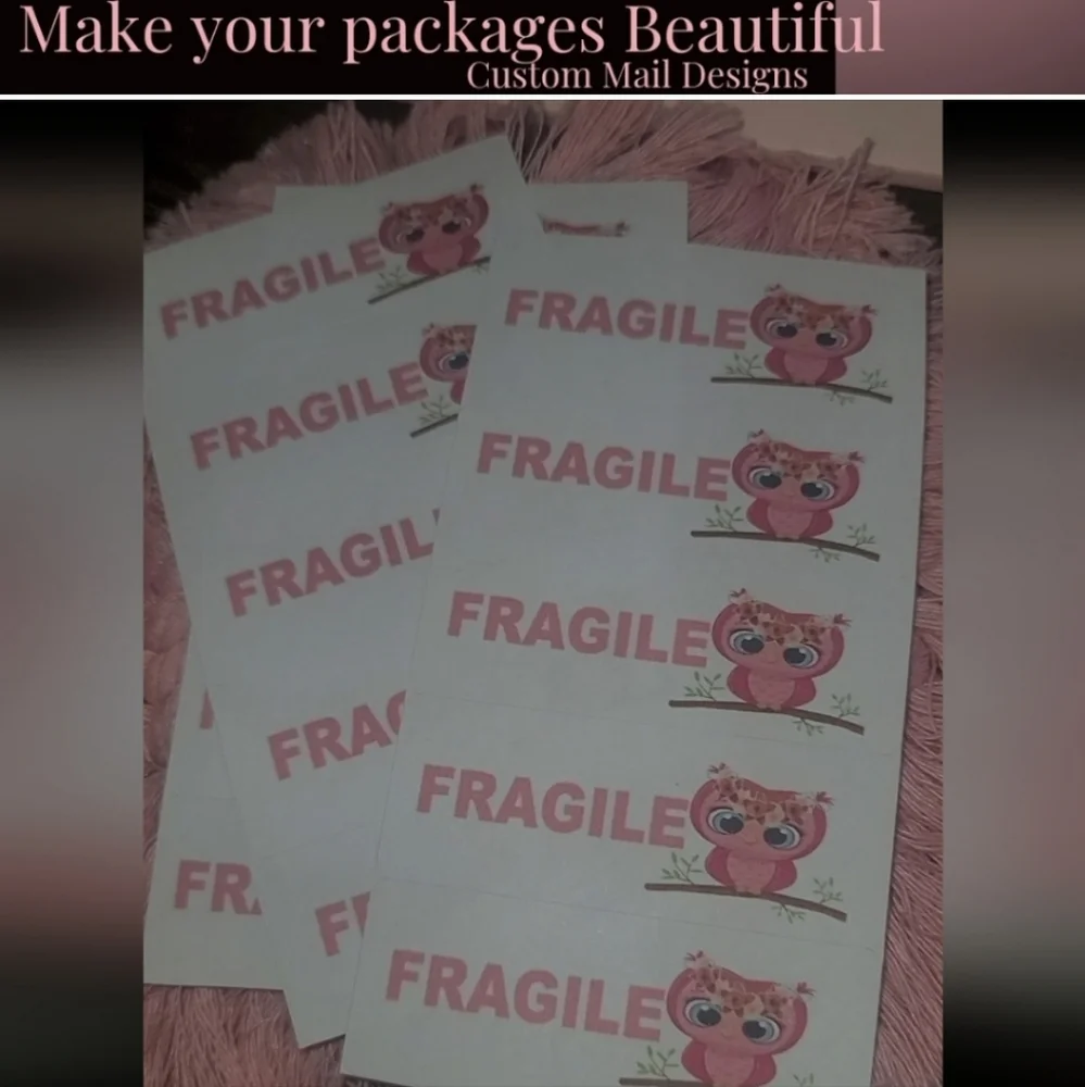 60 ct owl fragile stickers
